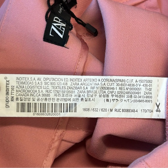 Zara pink high waisted pronounced seam dress pants ankle length Sz M NWOT classy - Picture 10 of 13